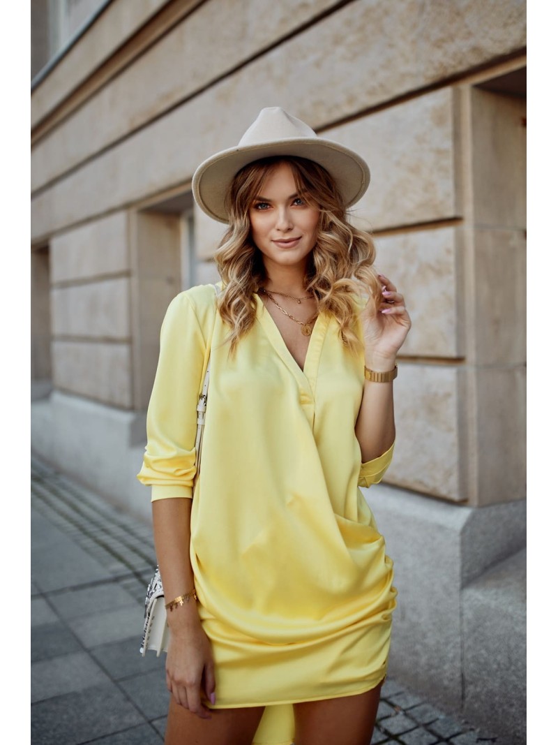 Yellow shirt dress with ruffles FG641 - Online store - Boutique